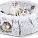 Cat Tunnel Bed for Indoor Cats, XL Christmas Tree Skirts Washable Warm Soft Indoor Cat Donut Tunnel, Multifunctional Cat Interactive Playground Toys for Felines Pet Christmas Tree Decoration