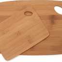 Lipper International Bamboo Wood Thin Kitchen Cutting Boards with Oval Hole in Corner, Set of 2 Boards, 6" x 8" and 9" x 12"