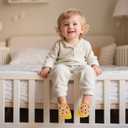 SAOROPEB 4-Pair Baby Girls Socks, Non-Slip Grips for Babies Toddler, Ankle Socks for Girls (0-12 Months, Cookie)