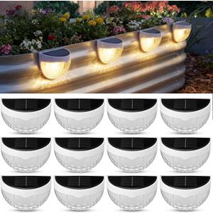 VIHOSE 12 Pack Raised Garden Bed Solar Lights Magnetic with Dusk to Dawn Sensors Wide Angle IPX4 Waterproof Solar Powered Lights Outdoor for Planter Raised Beds Garden Patio Yard Fence, Warm White