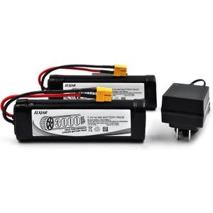 (2-Pack) 7.2V 3000mAh NiMH Battery with XT60 Connector and Balance Charger for RC Car Truck Buggy LOSI Associated HPI Kyosho Tamiya 2WD 4WD Models