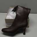 DOEYG Black Leather Knee High Boots for Women Kitten Heel Tall Boots Square Toe Stiletto Heels Heeled Boots Dressy Fashion Long Boots with Side Zipper (9.5, Chocolate Brown)