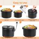 Electric Lunch Box 1.5L, 100W Portable Food Warmer Heated Lunch Box for Car/Truck/Home | 3-in-1 12V/24V/110V Leak-Proof 304 Stainless Steel with Insulated Bag & Cutlery, Black