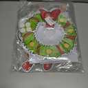 Outdoor Christmas Fence Decorations Light Up Xmas Fence Peeker Signs Decor Santa Claus Reindeer Wreath Yard Hanging Ornament with String Lights for Garden Lawn Fireplace Xmas Tree