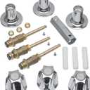 3 Handle 39619 Bathtub and Shower Remodel/Rebuild Trim Kit Compatible with Price Pfister Verve Faucets, Shower Faucet Knob Kit Includes 12H2H 12H2C 12H18D Stems, Chrome knob Handle and Flange Base