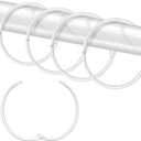 Shower Curtain Hooks Rings,24 Pcs Rustproof Metal Shower Hooks for Shower Curtain,Glide Smoothly Round Shower Rings for Curtain,Shower Curtain Rings for Bathroom Shower Rod,Snap Joint Design (White)
