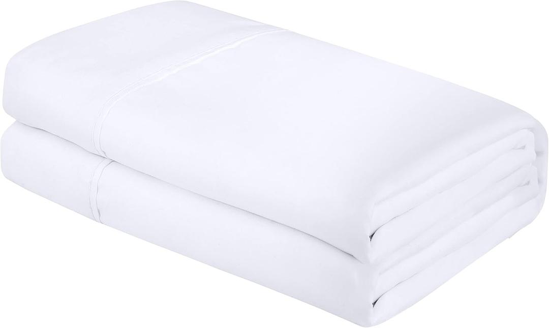 Royale Linens Full Flat Sheet - Ultra Soft Brushed 1800 Microfiber Flat Sheets Only - Wrinkle Free & Stain Resistant - Hotel Quality Top Sheet for Bed (Full, White)