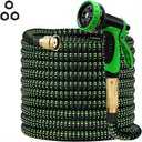 Garden Hose, Non-Expanding Water Hose with 10 Function Nozzle, Lightweight, Kink Free, Sturdy, Leak-Proof, Portable, Flexible Hose 50ft for Outdoor, Yard, Lawn, Car Wash and Camper Use