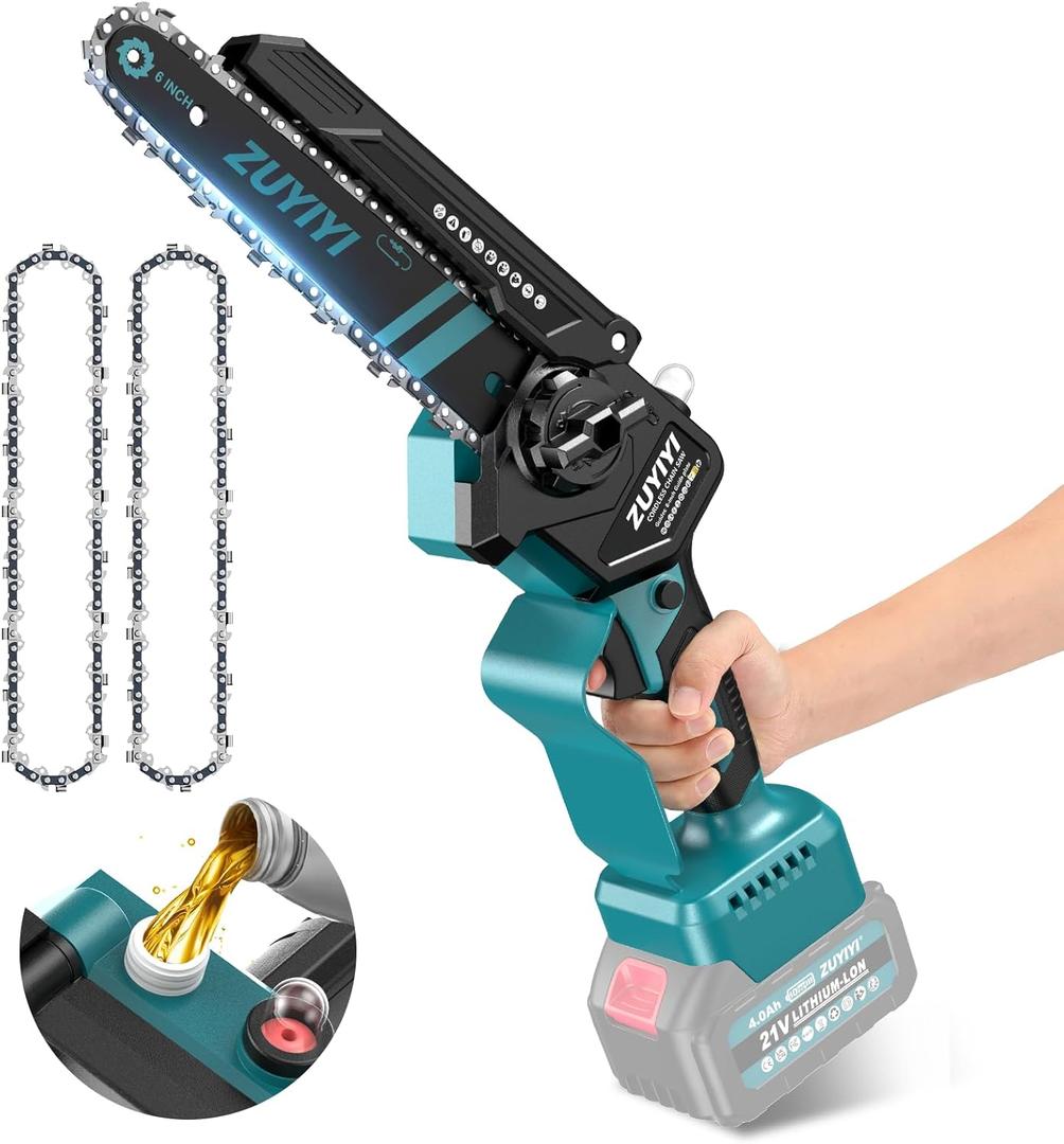 Mini Chainsaw 6 Inch Cordless for Makita 18V Battery, Brushless Handheld Small Chain Saw with Auto Oiler, Electric Chainsaw for Garden Courtyard Tree Branch Wood Cutting (Battery NOT Included)