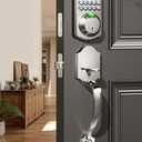 Veise Fingerprint Door Lock Set, Keyless Entry Door Lock, Front Handle Set, Electronic Keypad Deadbolt with Lever Handle, 2 Keys, Auto-Locking, One-time Codes, Easy to Install, Satin Nickel