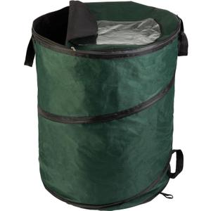 Wakeman Outdoor Trash Can - 46-Gallon Collapsible Garbage Can with 3 Stakes - Pop Up Trash Bin for Camping, Storage, or Yard Waste Outdoors (Green)
