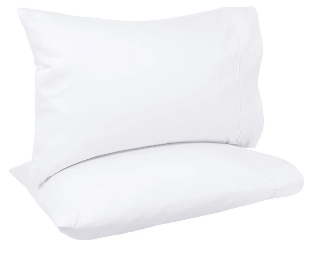 Amazon Basics 400 Thread Count Cotton Pillow Case, Standard, 30" L x 20" W, White - Set of 2, Pillows Not Included