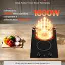 VEVOR Electric Cooktop 12in 2 Burners Portable Stove Top 1800W 120V Plug In, Ceramic Countertop/Built-in Radiant Electric Stove, with 11 Power Levels, Over-Heat Guard, Knob Control