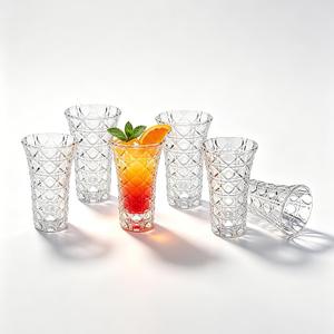 2oz Shot Glasses Set of 6, Heavy Base Clear Shot Glasses with Diamond Cut Design, Perfect for Whiskey, Tequila, Vodka, Liqueur, Espresso, Jello Shots, Bar, Party, Home Use, Small incomplete set