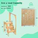 3 Step Foldable Ladder for Home, Hidden Step Ladder Cabinet Wooden Step Stool Build Ultra-Thin Helper Hidden Folding Ladder for Home and Kitchen Use