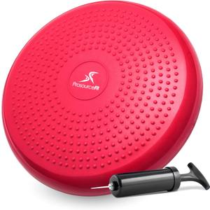 ProsourceFit Core Balance Disc Trainer, 14 Diameter with Pump for Improving Posture, Fitness, Stability (Red)