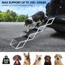 DGSL Dog Ramp for Car, 4-Step Folding Dog Stairs, Aluminum, Black, Supports Up to 250 Lbs