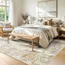 RELEANY Washable Area Rugs 9'x12' Non-Slip Modern Abstract Soft for Living Room Entryway Bedroom Nursery, Print Pattern, Neutral Brown Gray
