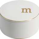 COLLECTIVE HOME - Ceramic Jewelry Box, Elegant Embossed Jewelry Holder, Trinket Organizer with Gold Monogram Lid, Storage for Ring Necklace Bracelet Earrings, Rings and Accessories (m)