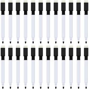 Abaokai Magnetic Dry Erase Markers 24 Pack Whiteboard Erase Markers with Erasers Cap for Whiteboard, Dry-Erase Boards, School, Office and Home, Black