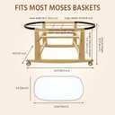Wooden Bassinet Stand with Foldable Wheels and Change Mat, Rocking Moses Basket Stand for Baby Bassinets, Baby Basket Stand with Waterproof Diaper Changing Pad