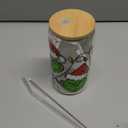 Dyatgerttide Christmas Glass Can Cup, 18oz Holiday Iced Coffee Cup with Lid and Straw, Beer Can Glass, Christmas Gift for Friend and Family