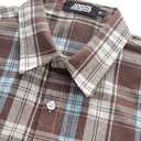 JOGAL Mens Plaid Button Down Shirts Mens Short Sleeve Western Shirts Two Pocket Regular Fit Mens Button Up Casual Shirts (Brown, XXL)