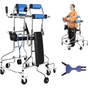 Adult Walker for Seniors - Hemiplegia Rehabilitation Standing Frame, Anti Recline, Lower Limb Training, Adjustable Height, Suitable for People 58-71