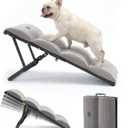 Veehoo Dog Ramp for Bed Couch for Small to Large Dog, Foldable Ramp for Dogs to Get on Bed 5 Adjustable Height from 12" to 20", Pet Cat Stairs Doggy Steps Non Slip with Metal Frame, Up to 130lbs