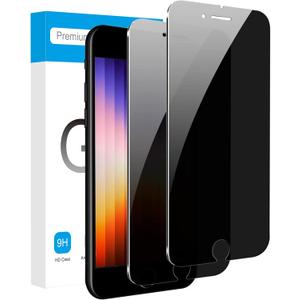 Fotbor Privacy Screen for iPhone SE 2020/2022, iPhone 2nd/3rd Generation Privacy Screen Protector, iPhone SE 2020/2022 Screen Protector Tempered Glass, 4.7-Inch, Anti Spy, 2-Pack (Dark, Black)