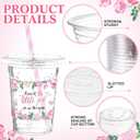 Funnymoom 50 Sets Baby Shower Plastic Cups a Sweet Little Girl Is on the Way 16 oz Floral Disposable Drinking Cups with Lids Straws for Girl Gender Reveal Birthday Party Decorations Supplies