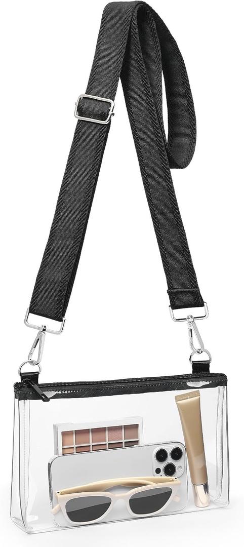 2 x FANGSUN Clear Crossbody Bag Stadium Approved, Clear Purse for Women, Transparent Shoulder Messenger Handbag for Concert Sport