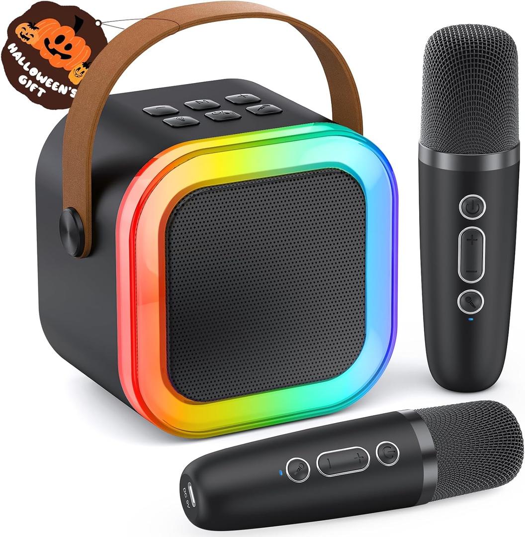 Peski Karaoke Machine for Kids Adults, Portable Bluetooth Mini Karaoke Microphone Singing Speaker Karaoke Player with 2 Wireless Mic, Birthday Gifts for Girls Boys Family Home Party (Black) Peski Karaoke Machine for Kids Adults, Portable Bluetooth Mini Karaoke Microphone Singing Speaker Karaoke Player with 2 Wireless Mic, Birthday Gifts for Girls Boys Family Home Party (Black)