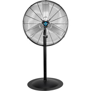 Tornado - 30 Inch Commercial Industrial 3 Aluminum Blade Stationary Pedestal Oscillating Fan, High Velocity 8500 CFM, UL Safety Listed, Black