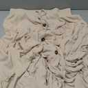Women’s Boho Maxi Skirt High Waist Tiered Ruffle Long Skirts with Buttons and Drawstring Summer Casual Vacation Outfit Beige XXL