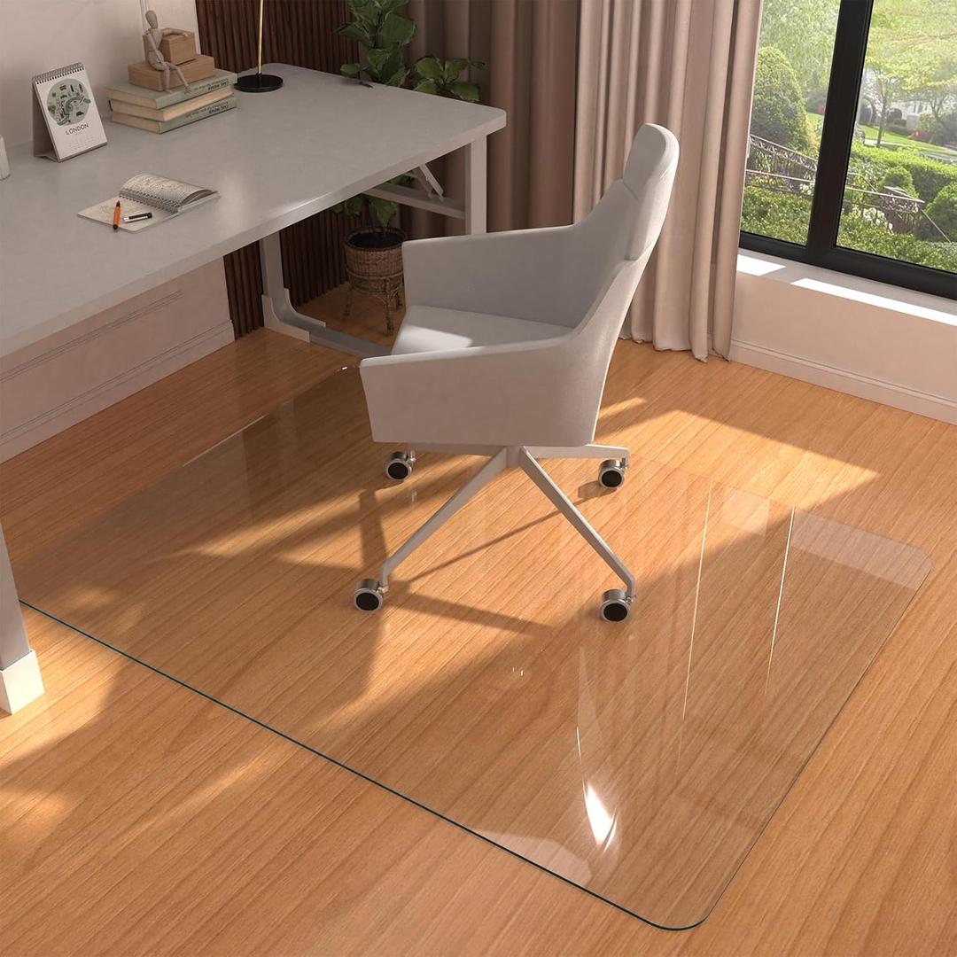 Heavy Duty Crystal Clear Office Chair Mat for Hardwood & Carpet Floors,48'' x 36'' - Upgraded Tri-Fold Transparent Desk Chair Mat for Office Home