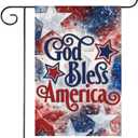 Patriotic 4th of July Garden Flag 12x18 Inch Double Sided Burlap Outside God Bless America Memorial Day Flags Red and Blue Stars Small Yard Outdoor Decoration