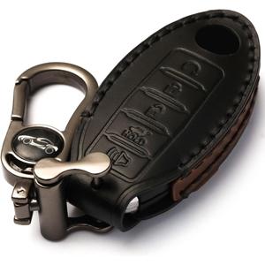 Car Key Fob Cover, Soft Full Protection Key Case Shell Compatible with Nissan X-Trail Rogue Altima Quest Pathfinder Sentra Patrol CIMA Fuga Armada Teana Murano etc (C-Black)