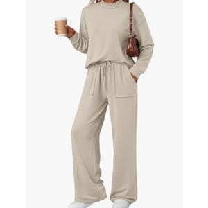 Womens Two Piece Lounge Sets Mock Turtleneck Tops Wide Leg Drawstring Pants Sweatsuit with Pockets XL Womens Two Piece Lounge Sets Mock Turtleneck Tops Wide Leg Drawstring Pants Sweatsuit with Pockets XL