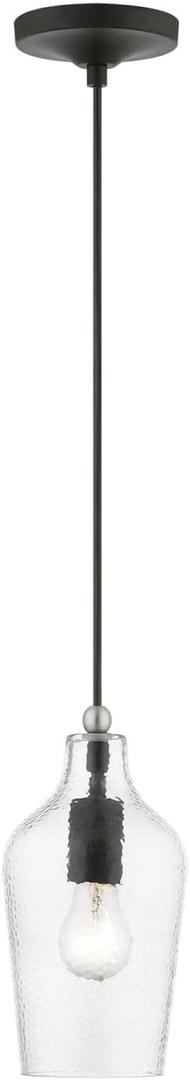 Livex Lighting, 41240-04, Avery, Mini Pendant, Black with Brushed Nickel Accent