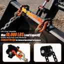3/8 inch Tractor Bucket Grab Hook with 5/8 inch Tie Down D-Ring Shackle 2 Pack, Bolt-On Tow Hook Mount with Bracket Plate, Max 10,000 lbs Capacity (Black & Orange)