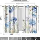 AWERT Floral Printed Blackout Curtains 63 Inches Long 2 Panels Blue Flowers Blossom Hydrangea Butterflies Romantic Window Treatments for Bedroom Living Room Thermal Insulating, Each Size 42x63 Inches