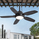 42 Inch Waterproof Outdoor Ceiling Fan with Lights and Remote,IP65 Hanging Gazebo Fan with 3CCT 6-Speed DC Motor,Black Wet Rated Plug in Ceiling Fan with Cord for Patios Porch Pergola