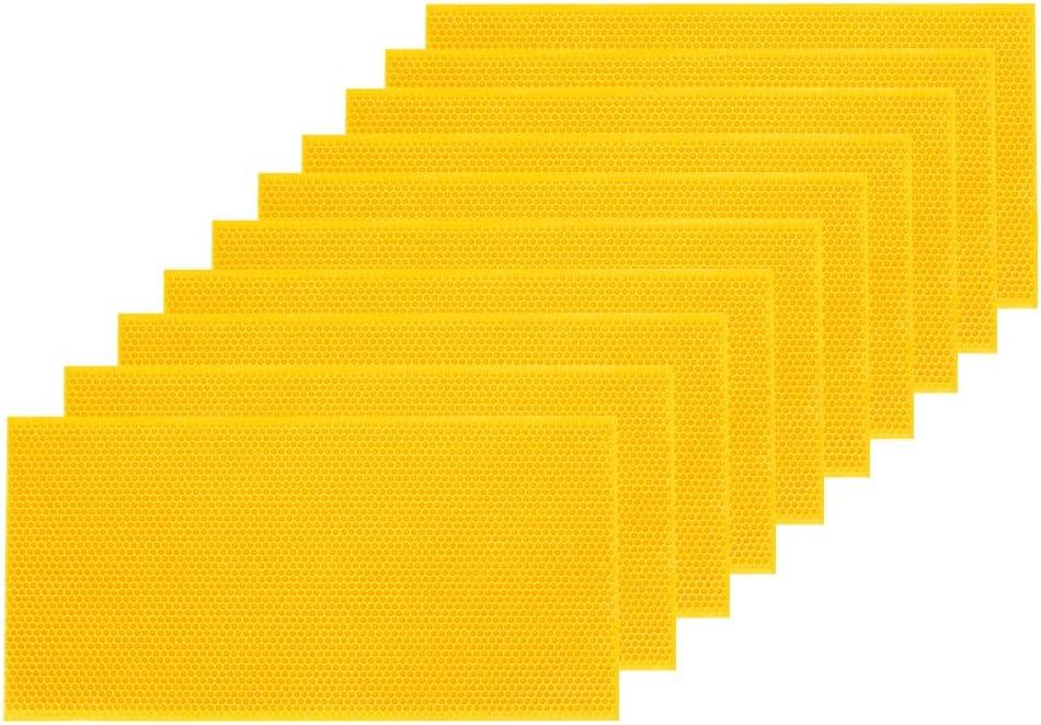 POLLIBEE Beehive Foundation Sheets, Natural Beeswax Coated Foundation Sheets, 8-1/2-Inch Deep Foundation for Beehive Frames (Yellow)