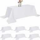 6 Pack Rectangle Tablecloth 90 x 156 Inches White Table Cloth Stain and Wrinkle Resistant Washable Polyester Fabric Table Cover for Party, Wedding and Banquet Decoration