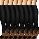 Graduated Copper Compression Socks for Men & Women Circulation 8 Pairs 15-20mmHg - Best for Running Athletic Cycling (Large-X-Large, Black)