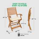 IDZO, Percy Chairs Heavy Duty 400lbs Capacity Set of 2 w/Cushion, FSC Acacia Outdoor Furniture, Teak Finish, Fully Assembled, Wood Folding_Beige, 2 pack