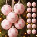 12 Pack Velvet Christmas Ball Ornaments 60mm/ 2.36'' Bow Christmas Tree Decorations Xmas Ornaments for Tree Home Coquette Room Birthday Party Front Door Wedding Holiday Decor (Pink)