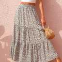 KIRUNDO Maxi Skirts for Women 2026 Summer Boho Floral High Waist Casual Flowy Long Skirt Beach Vacation Cruise Resort Wear (M)
