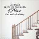 Bible Verse Wall Stickers for Bedroom: Christian Quotes Inspirational Vinyl Art Wall Decals for Living Room Kitchen - Until God Opens The Next Door 21" X 11" (Small)
